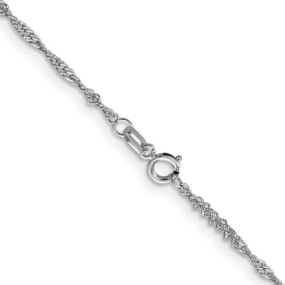 14K White Gold 30 inch 1.4mm Singapore with Spring Ring Clasp Chain Necklace