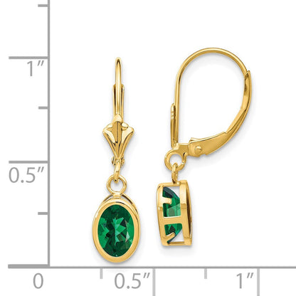 14k Yellow Gold 7x5mm Oval Mount St. Helens Dangle Earrings Leverback