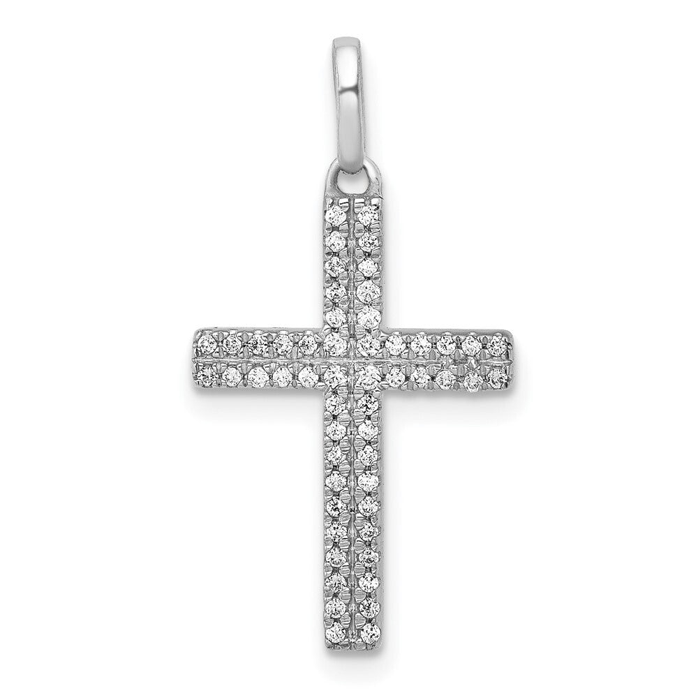 14k White Gold 1/6ct. Diamond Cross Pendant for Women