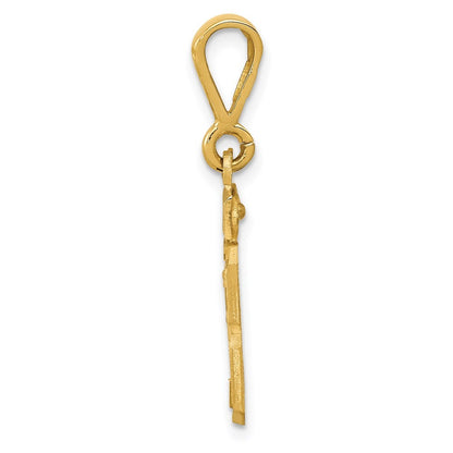 14k Yellow Gold Small Brushed Diamond-cut Number 23 Charm