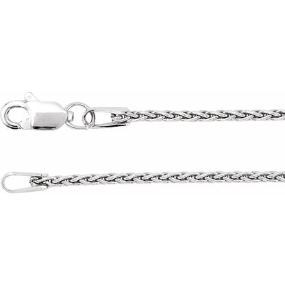 14k White Gold 1.25 mm Wheat Chain Necklace Fine Gift for Women 20"