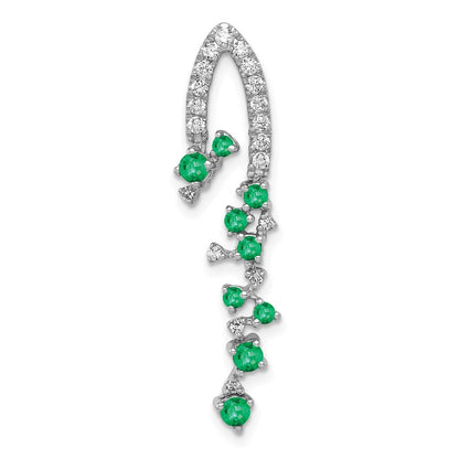 14k White Gold Fancy Diamond and Emerald Chain Slide