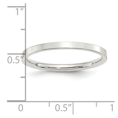 Sterling Silver 2mm Comfort Fit Flat Size 13 Band
