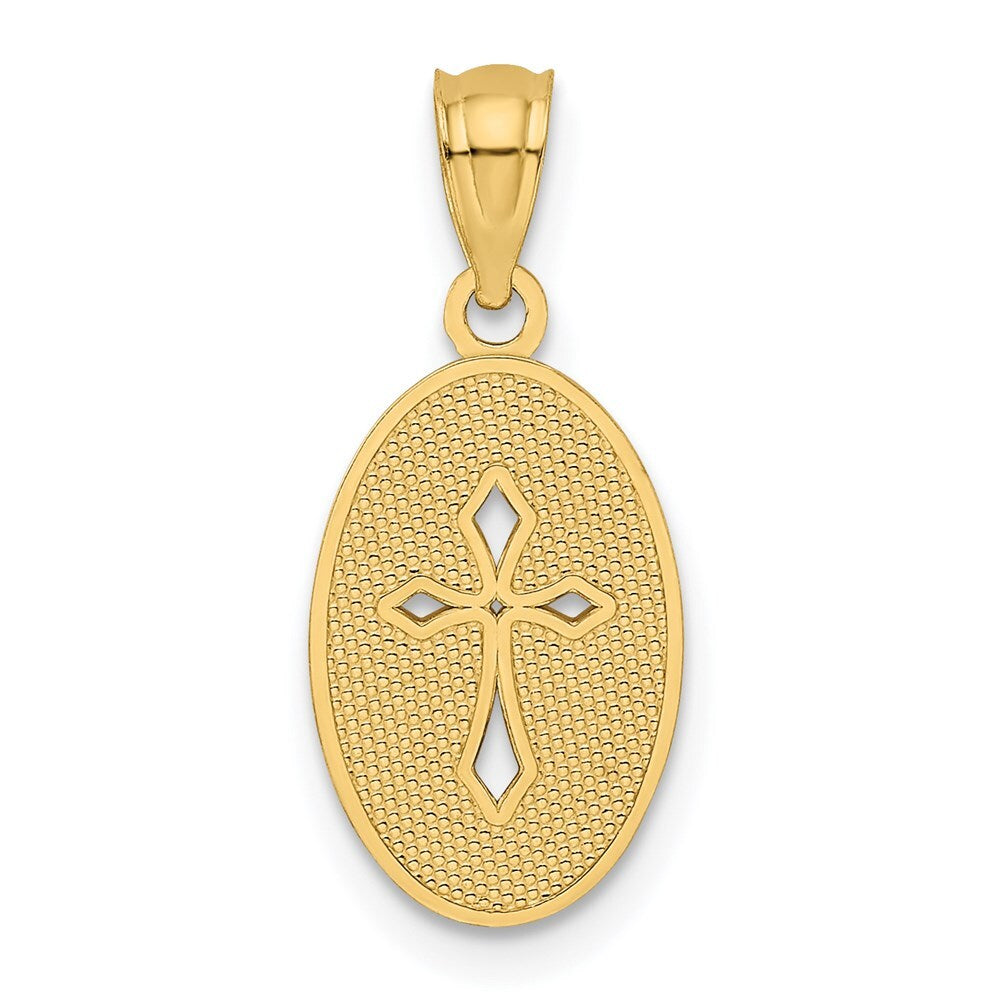 14k Yellow Gold Gold Polished Small Cross Medal Pendant for Women