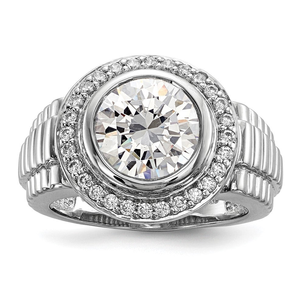Sterling Silver Rhodium-plated Mens Cubic Zirconia Ring Size 11