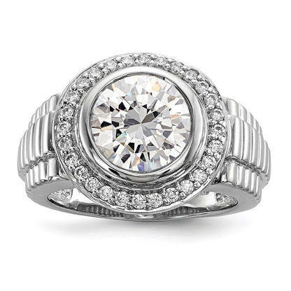 Sterling Silver Rhodium-plated Mens Cubic Zirconia Ring Size 11