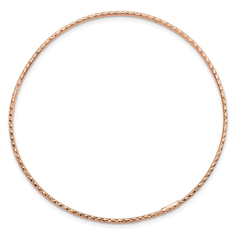 14k Rose Gold Polished Diamond-Cut 1.50mm Slip-on Round Bangle Bracelet