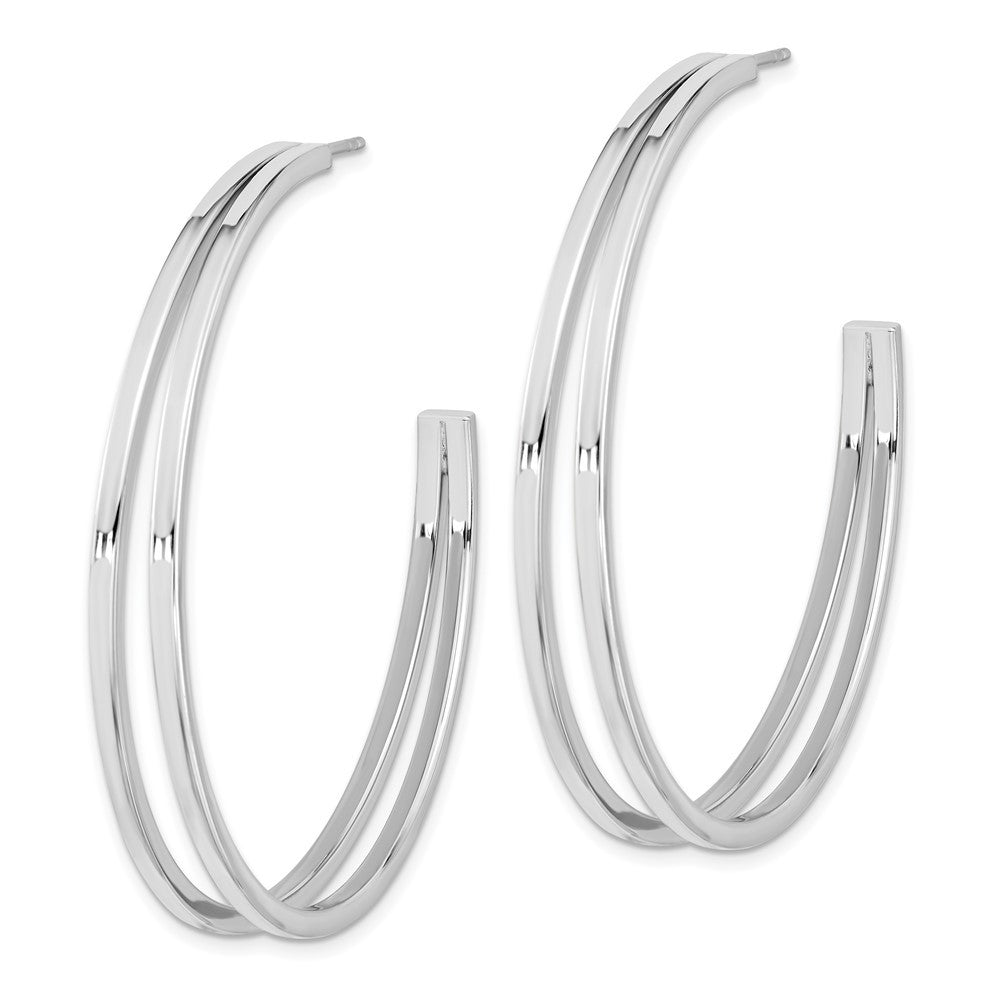 Sterling Silver Rhodium Plated Split Design Hoop Earrings