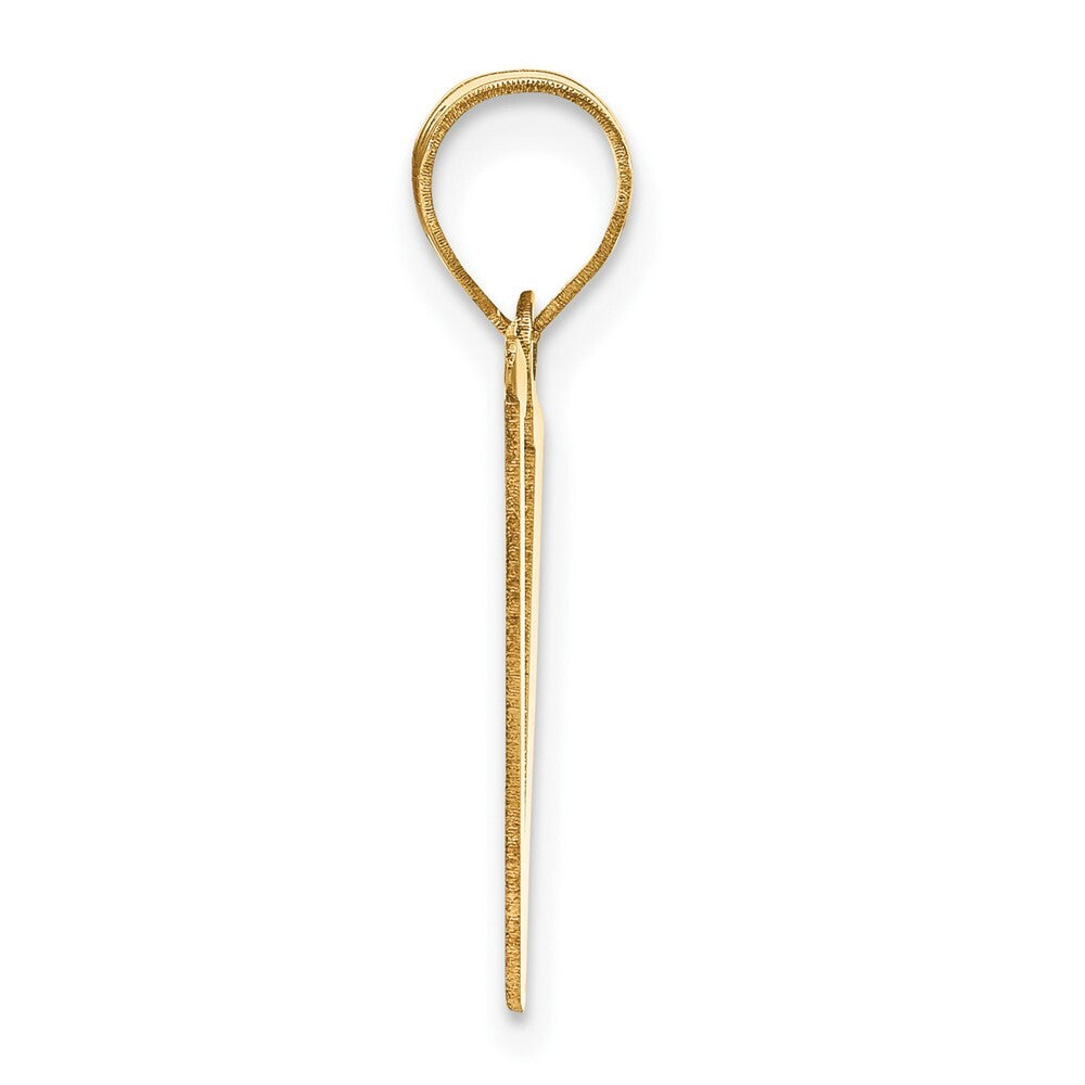 14k Yellow Gold Polished Letter V Initial Pendant