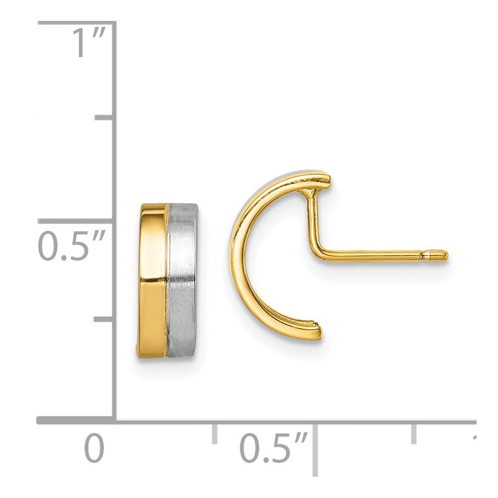 14k Yellow Gold Rhodium Half Circle Stud Earrings Gift for Women