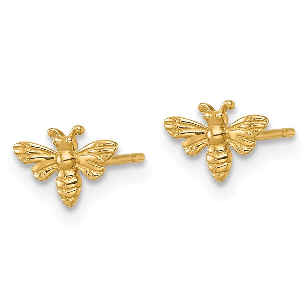 14k Yellow Gold Polished Bee Stud Earrings Gift for Women