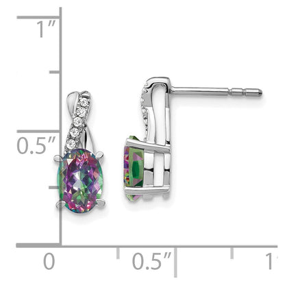 14k White Gold Mystic Fire Topaz and Diamond Drop & Dangle Earrings
