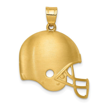 14k Yellow Gold Brushed Football Helmet Pendant for Women