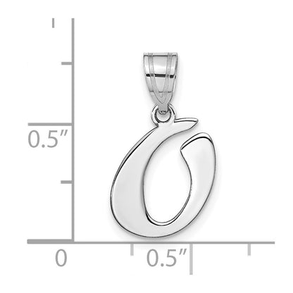 14k White Gold Polished Script Letter O Initial Pendant for Women