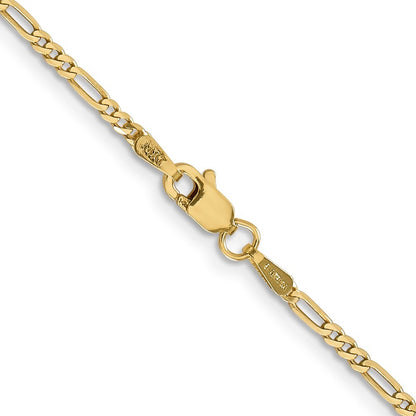 14k Yellow Gold 20 inch 1.8mm Flat Figaro Chain Necklace