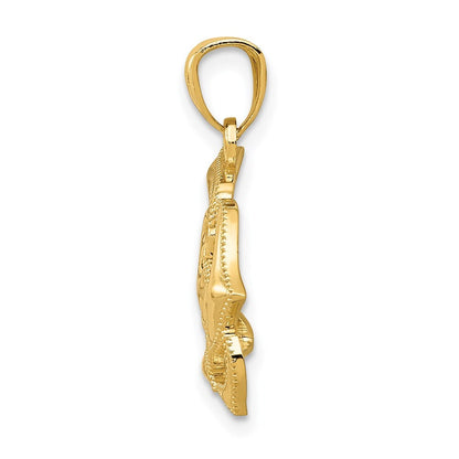 14k Yellow Gold Polished Open Rose Pendant for Women