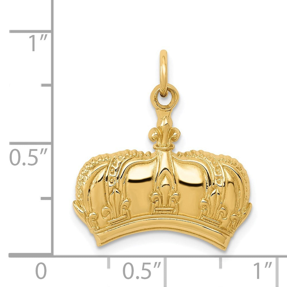 14k Yellow Gold Fleur De Lis Crown Charm Pendant
