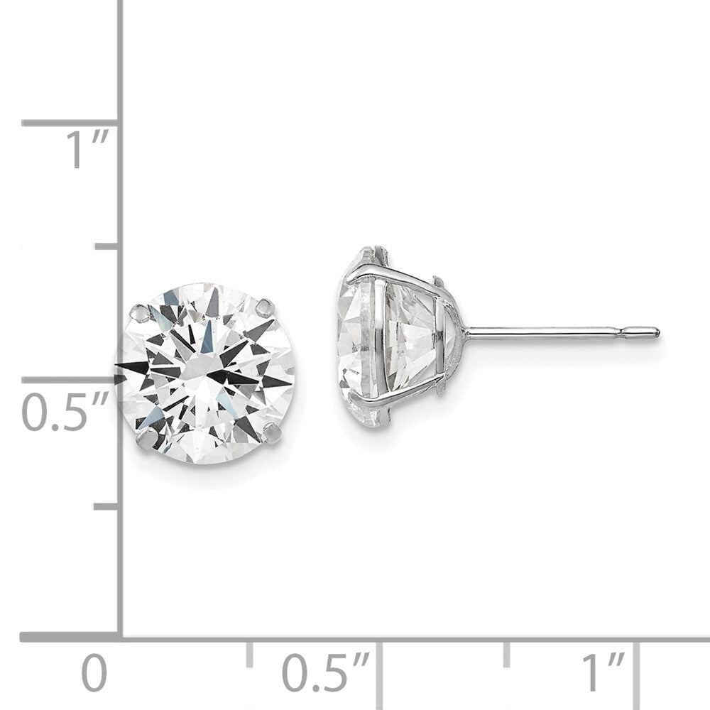 14k White Gold 9mm Round Cubic Zirconia Stud Earrings Gift for Women