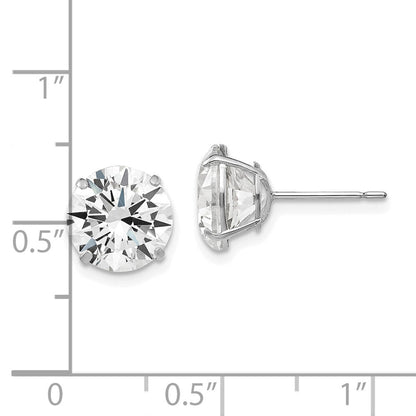 14k White Gold 9mm Round Cubic Zirconia Stud Earrings Gift for Women
