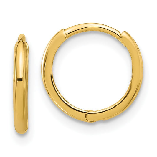 14k Yellow Gold Polished 1.45mm Hinged Huggie Hoop Earrings Gift for Women