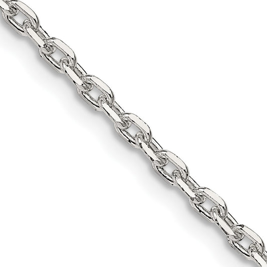 Sterling Silver 2.75mm Beveled Oval Cable Chain Necklace