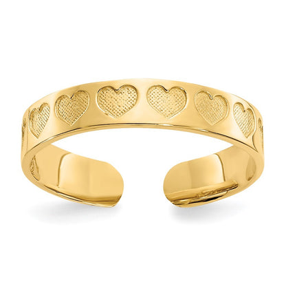 14k Yellow Gold Heart Toe Ring