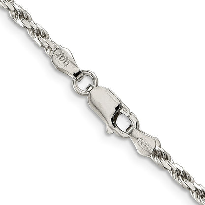 Sterling Silver 2.5mm Diamond-cut Rope Chain Necklace