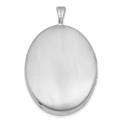 Sterling Silver Front Brushed Back Diamond-cut Floral Design 20mm Oval Locket