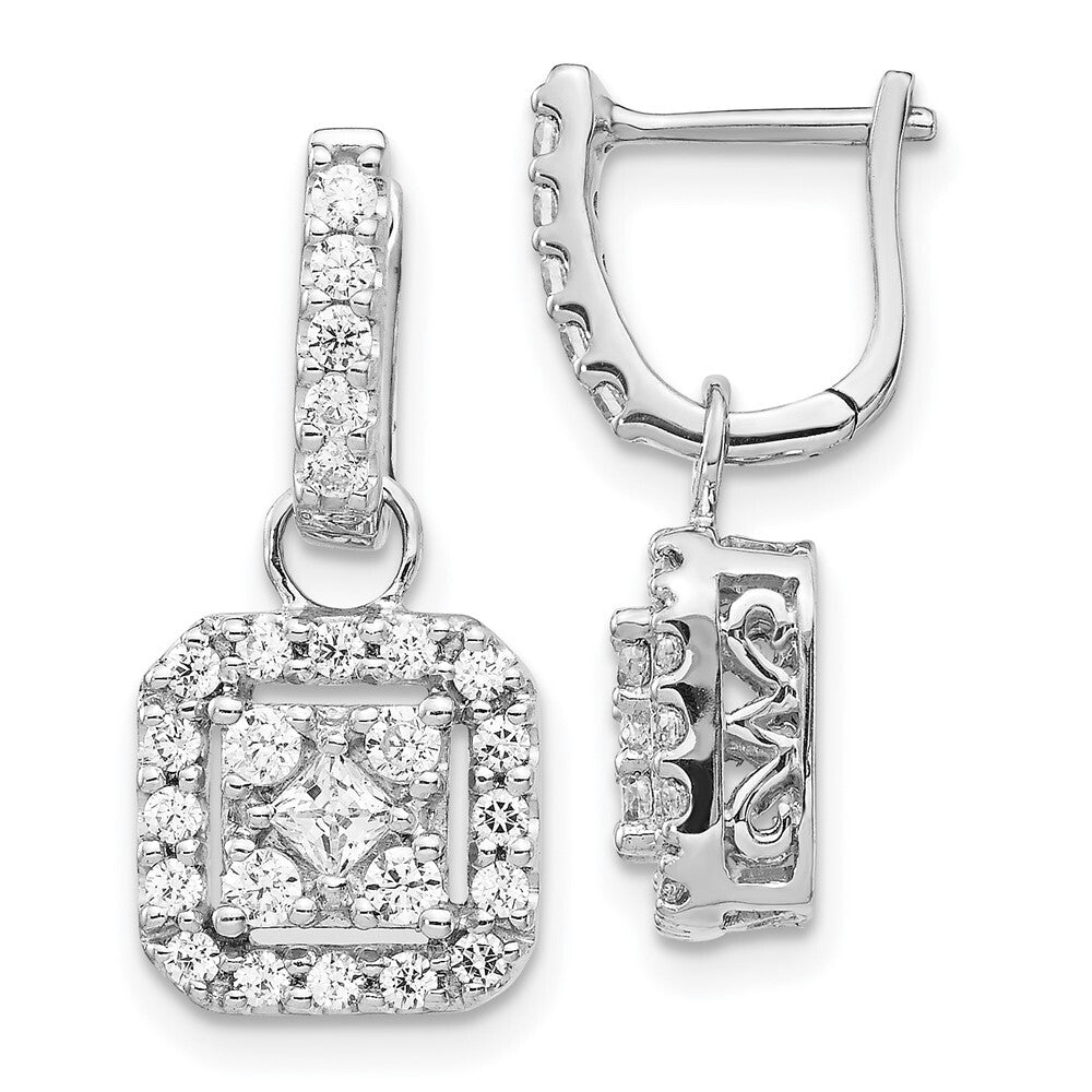 14k White Gold Diamond Hinged Drop & Dangle Earrings