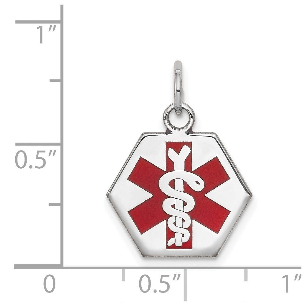 14k White Gold Red Enamel Medical Jewelry Pendant for Women