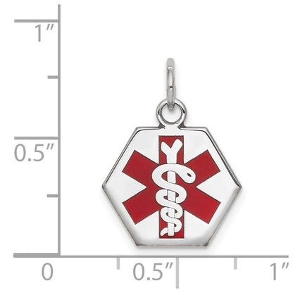 14k White Gold Red Enamel Medical Jewelry Pendant for Women