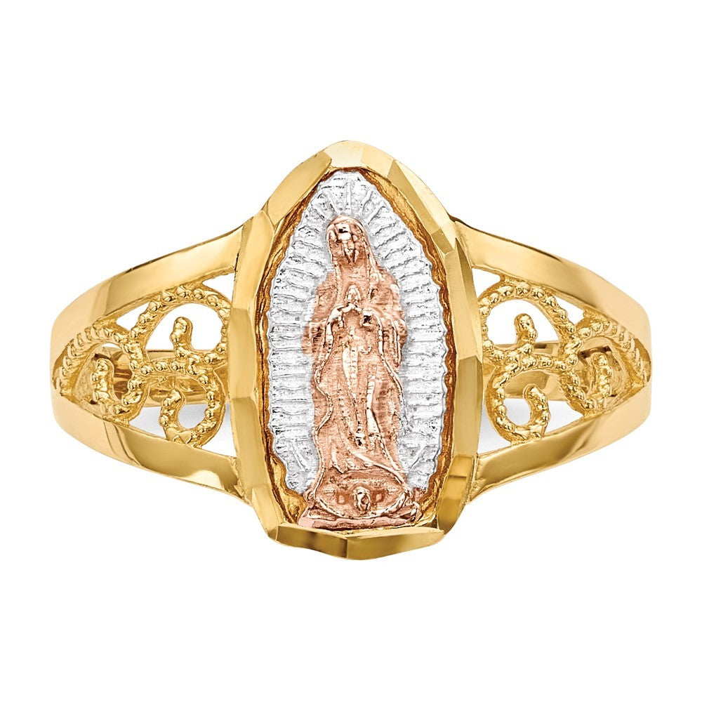 14K Two-tone Gold White Rhodium Lady of Guadalupe Ring