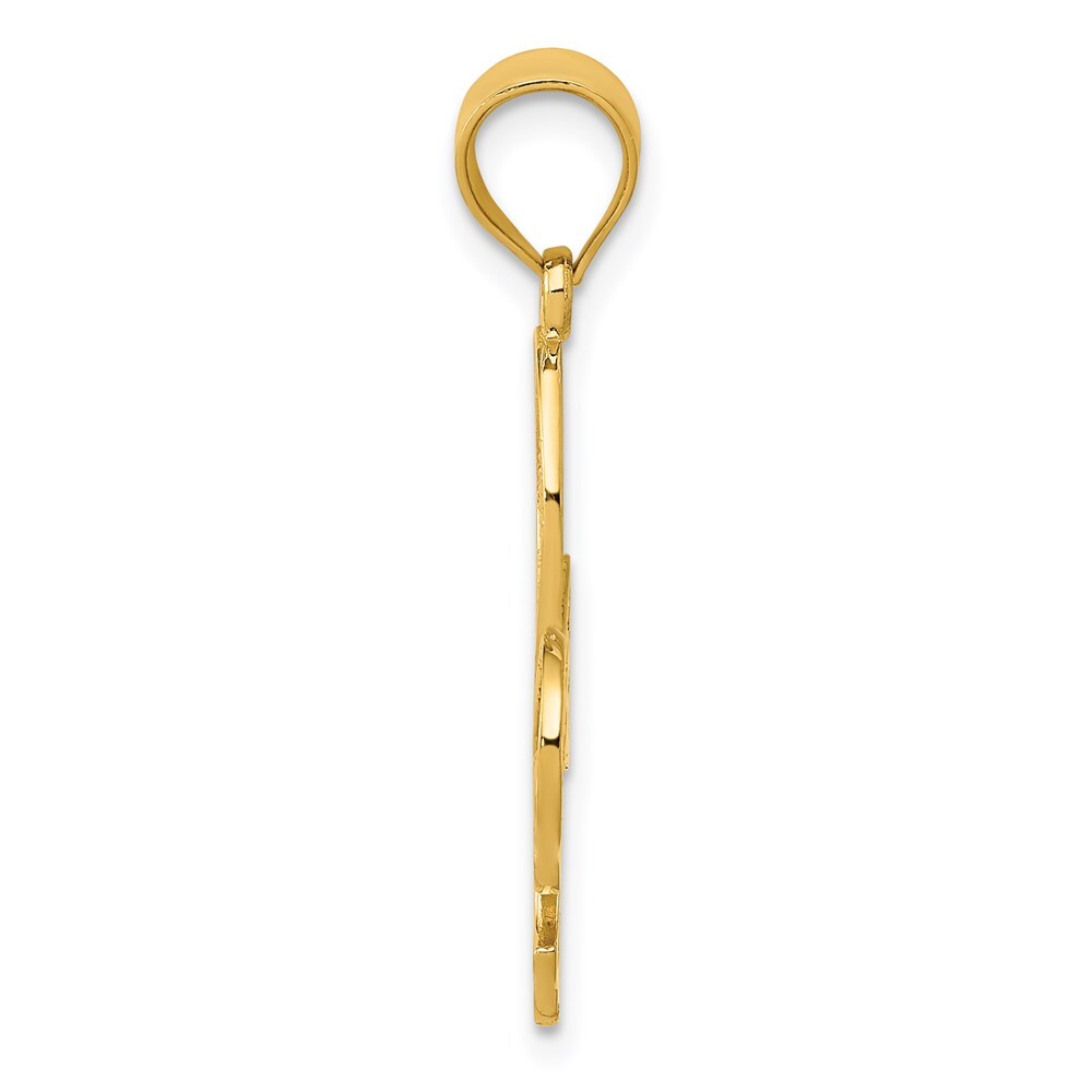 14k Yellow Gold Filigree Fleur de Lis Pendant for Women