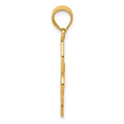 14k Yellow Gold Filigree Fleur de Lis Pendant for Women