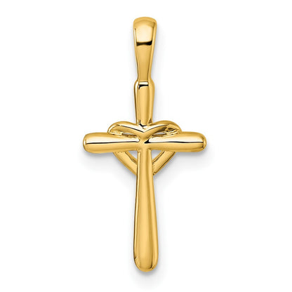 14k Yellow Gold Diamond Cross w Heart Pendant