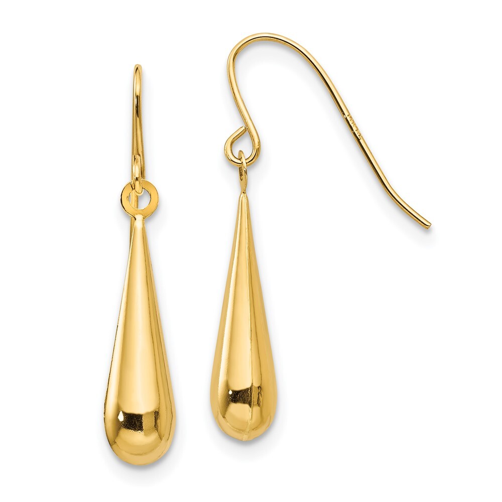 14k Yellow Gold Teardrop Dangle Earrings Gift for Women