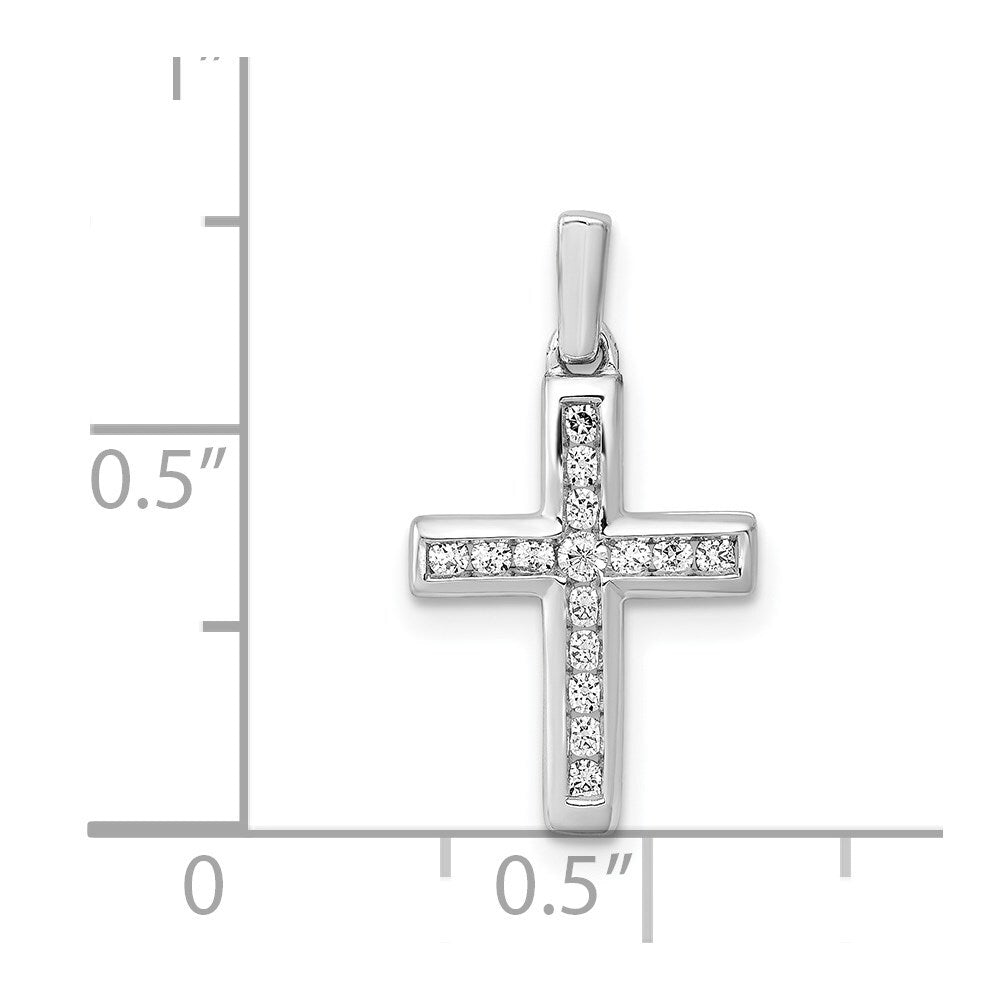 14k White Gold 1/6ct. Diamond Latin Cross Pendant for Women