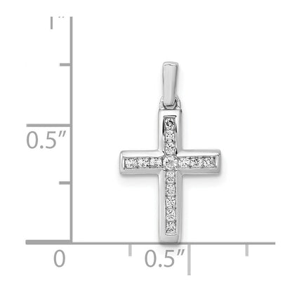 14k White Gold 1/6ct. Diamond Latin Cross Pendant for Women