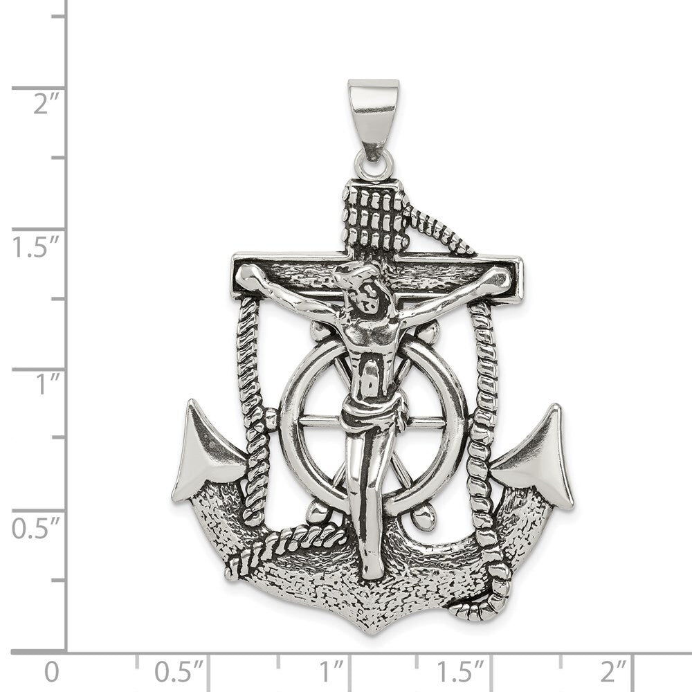 Sterling Silver Antiqued Mariner Cross Pendant Holiday Gift for Women