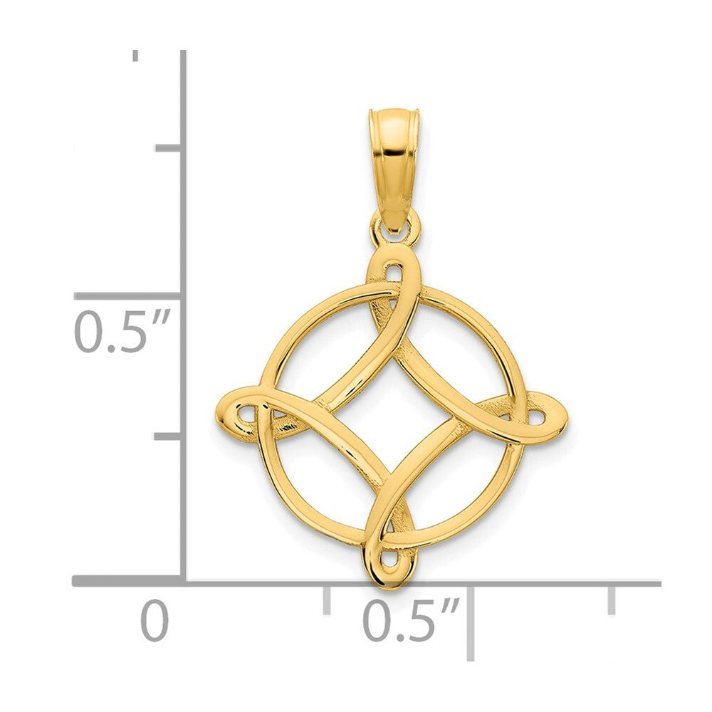 14k Yellow Gold Fancy Design Pendant for Women