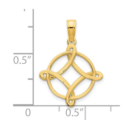 14k Yellow Gold Fancy Design Pendant for Women
