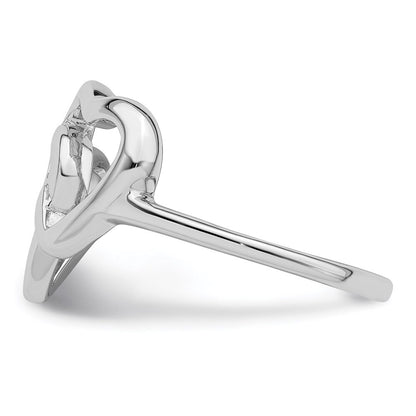 Sterling Silver Rhodium-plated Diamond accent Intertwined Heart Ring Size 7
