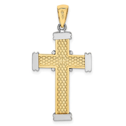 14K Two-Tone Gold Polished Cross Charm