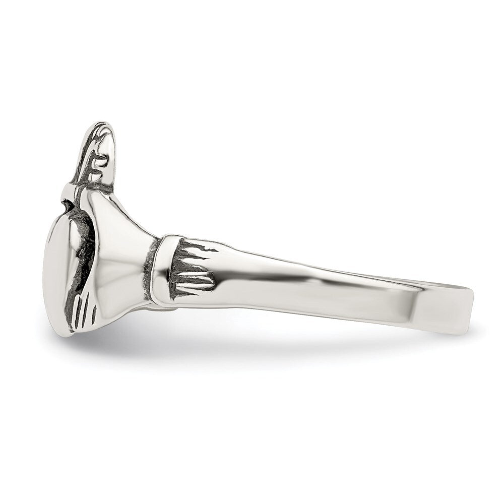 Sterling Silver Antiqued Claddagh Ring Size 7
