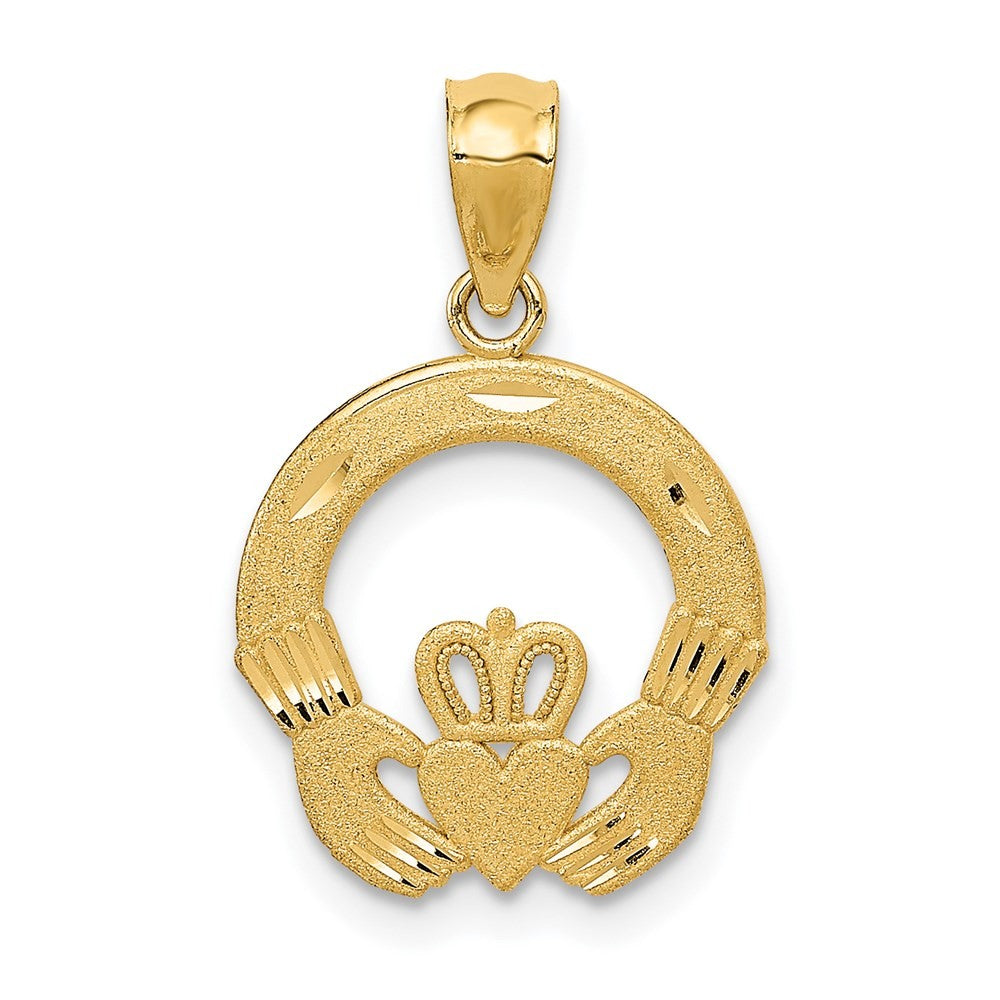 14k Yellow Gold Claddagh Charm Pendant