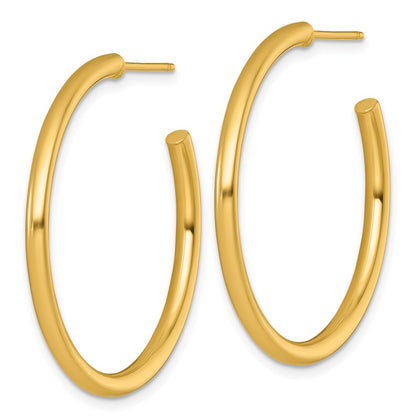14k Yellow Gold Polished 2.5 x 35mm Tube C-Hoop Earrings