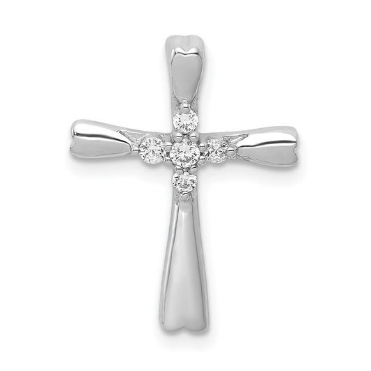 14k White Gold 1/6ct. 5-Stone Diamond Cross Chain Necklace Slide