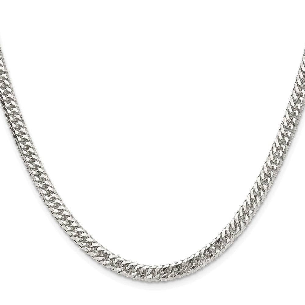 Sterling Silver Rhodium-plated 4.8mm Double Diamond-cut Curb Chain Necklace