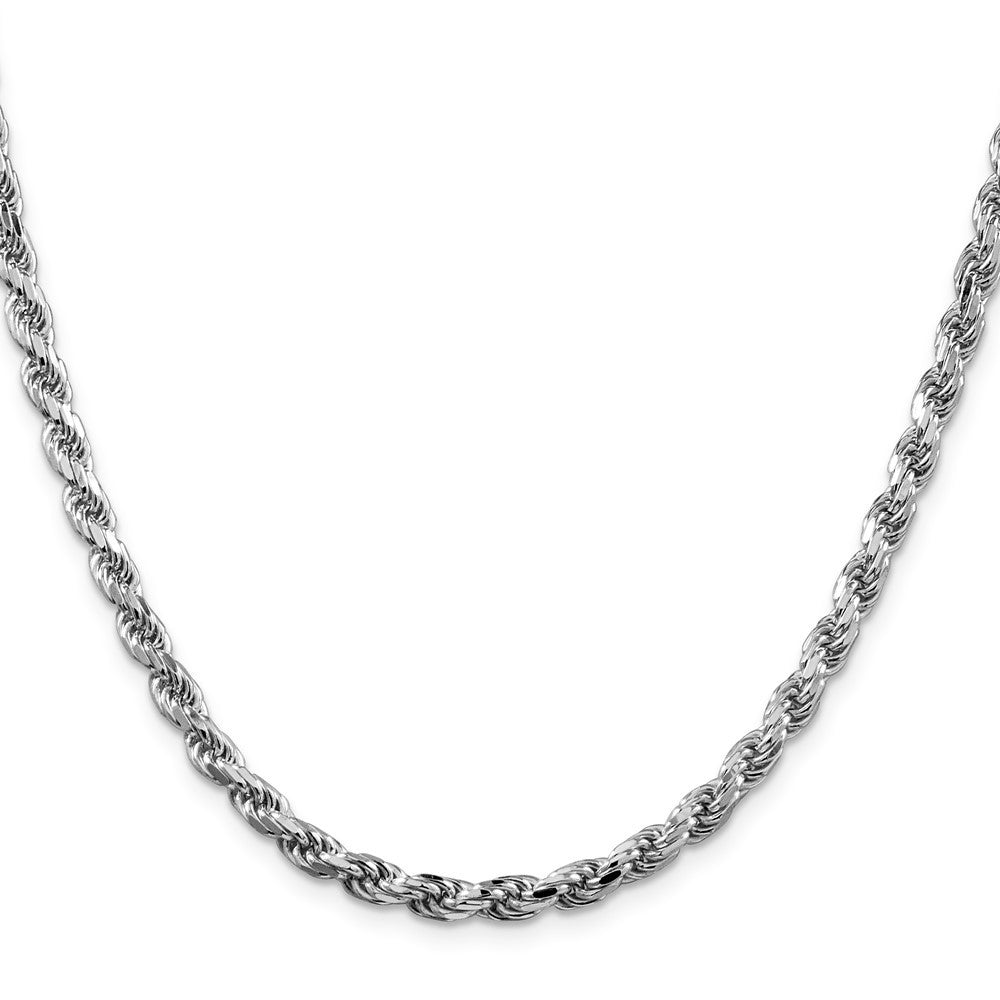 Sterling Silver Rhodium-plated 4.6mm Diamond-cut Rope Chain Necklace