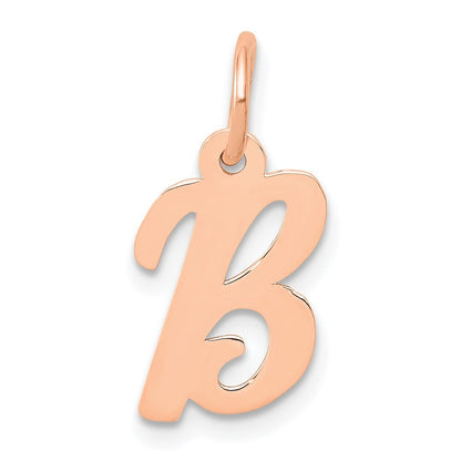 14k Rose Gold Small Script Letter B Initial Charm Pendant for Women